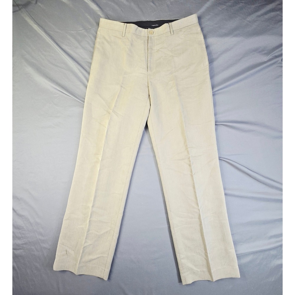 Calvin Klein Dress Pants Men's Size 33x32 Beige Tan Micro Stripe Blend Trousers